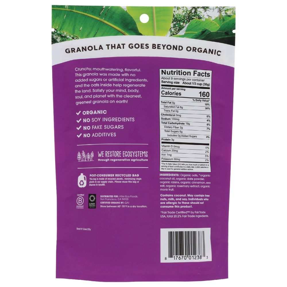 ALTER ECO: Cinnamon Raisin Organic Granola, 8 oz