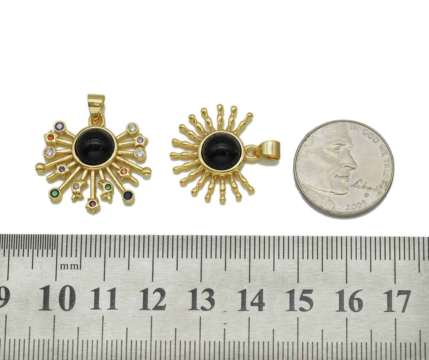 CZ Black Onyx Sunshine Charm, Sku#LK648