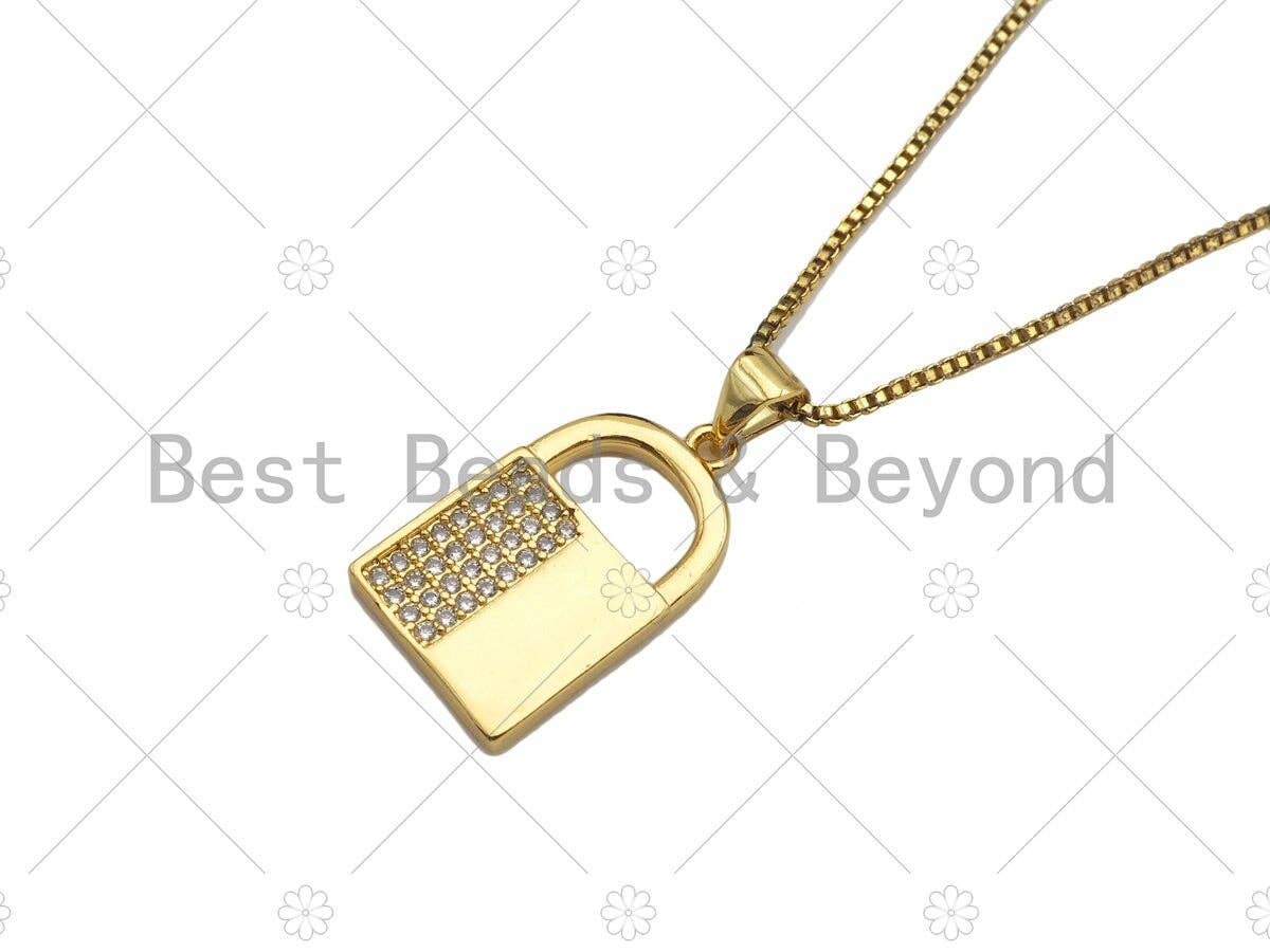 CZ Micro Pave Lock/Hamsa Hand/Five Star Pendant,Half CZ Medallion Charm, Necklace Bracelet Charm Pendant,13x22/18x20/15x21mm, Sku#LK245