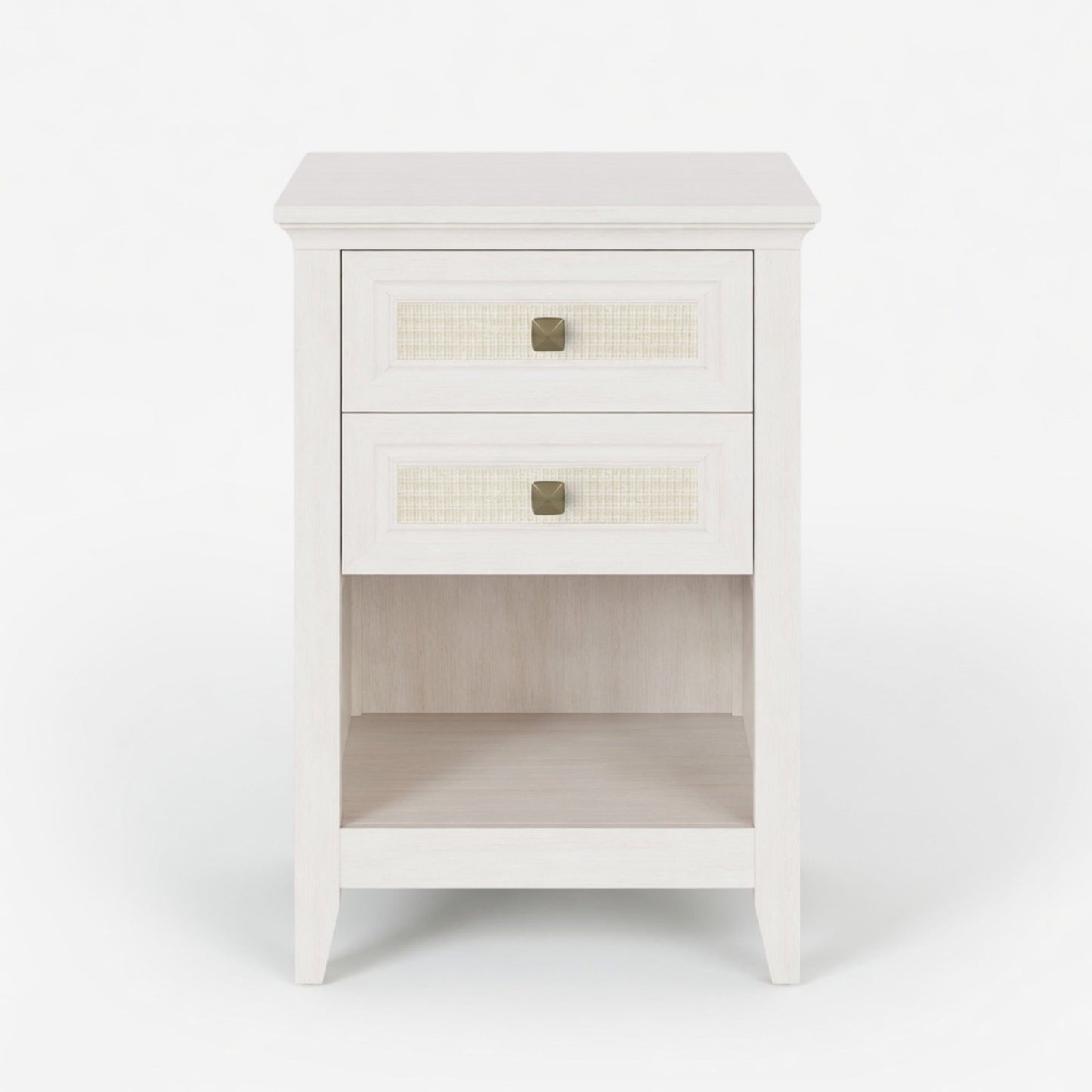 17.7" White Rattan Nightstand