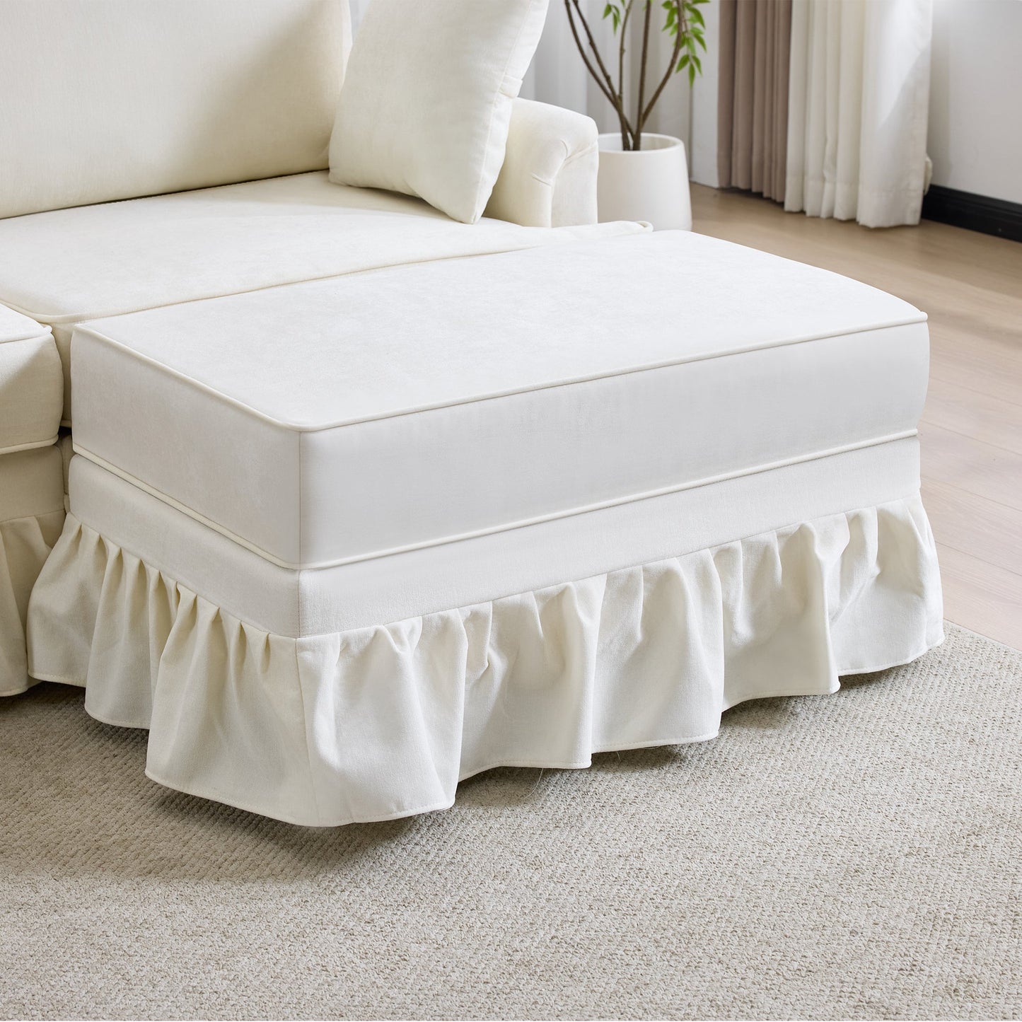 103.15'' Modern Sectional Sofa with Removable Ruffled Pleated Skirt