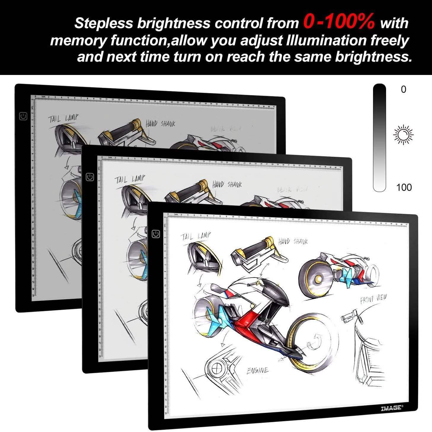 Tablette lumineuse LED A3 magnétique pour traçage, dessin et art, à intensité réglable