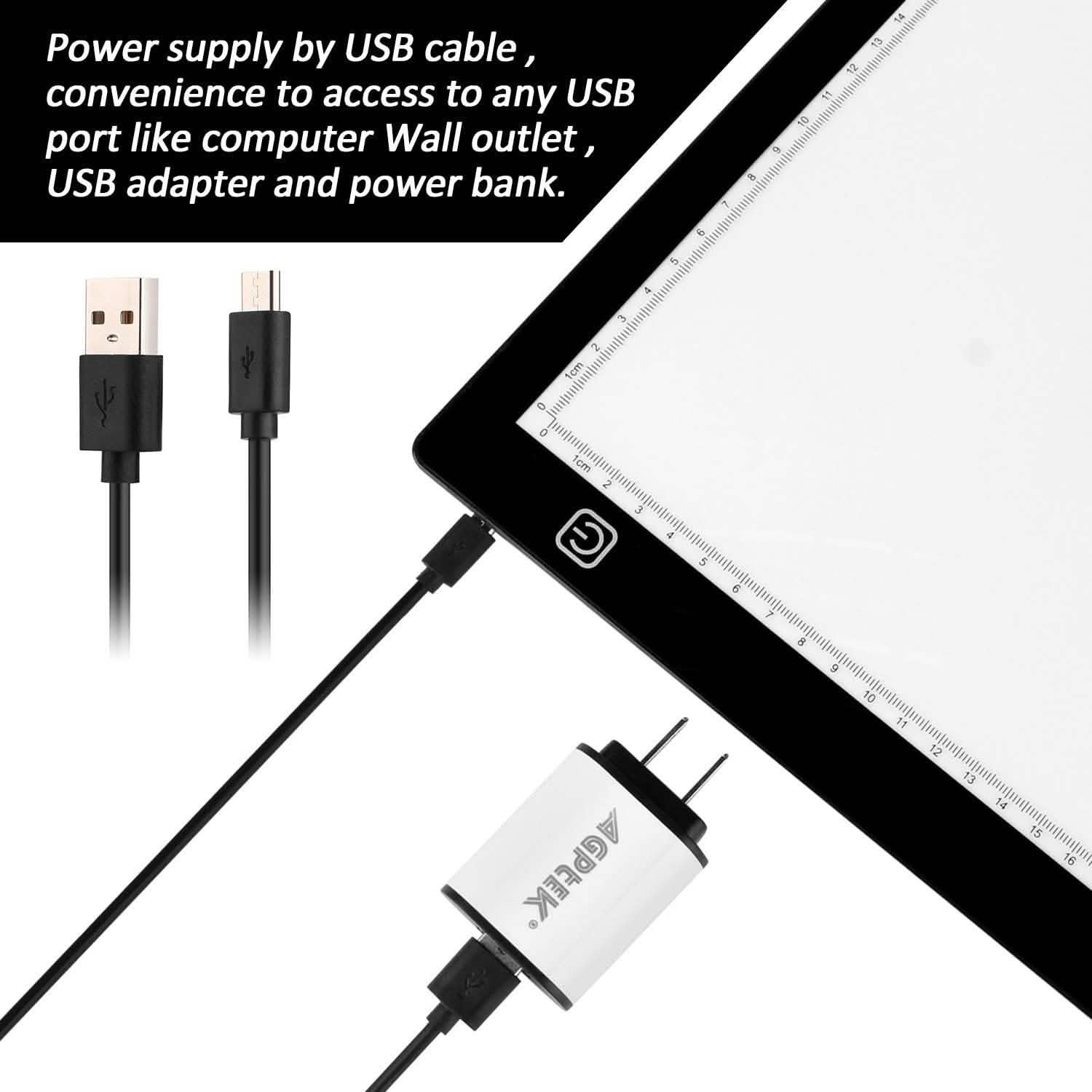 Tablette lumineuse LED A3 magnétique pour traçage, dessin et art, à intensité réglable