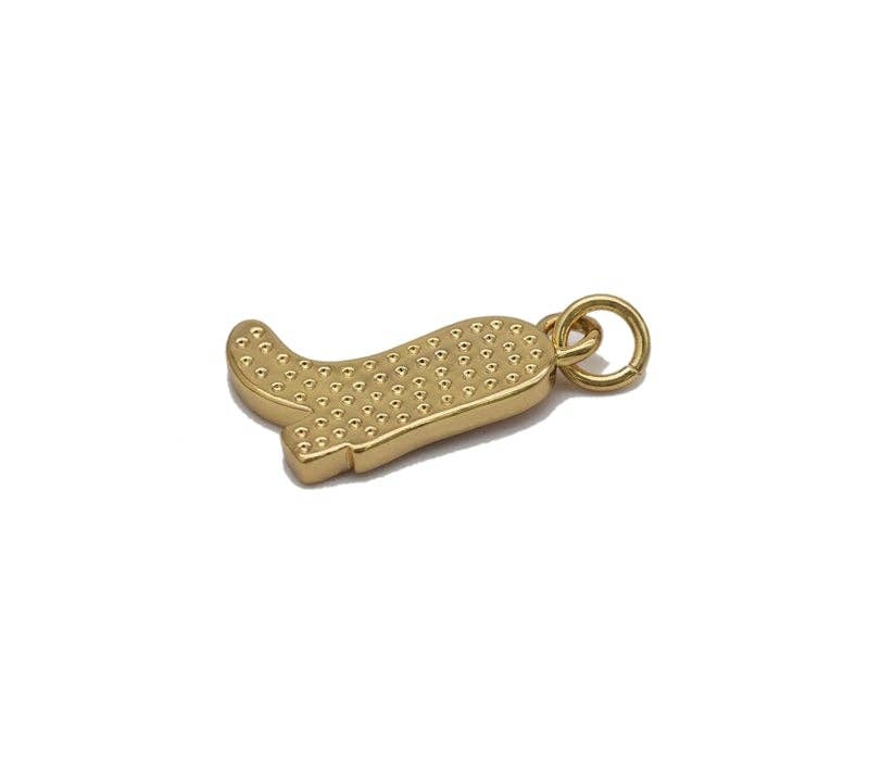 Gold CZ Pink Enamel Star Boot Charm, Sku#LK724