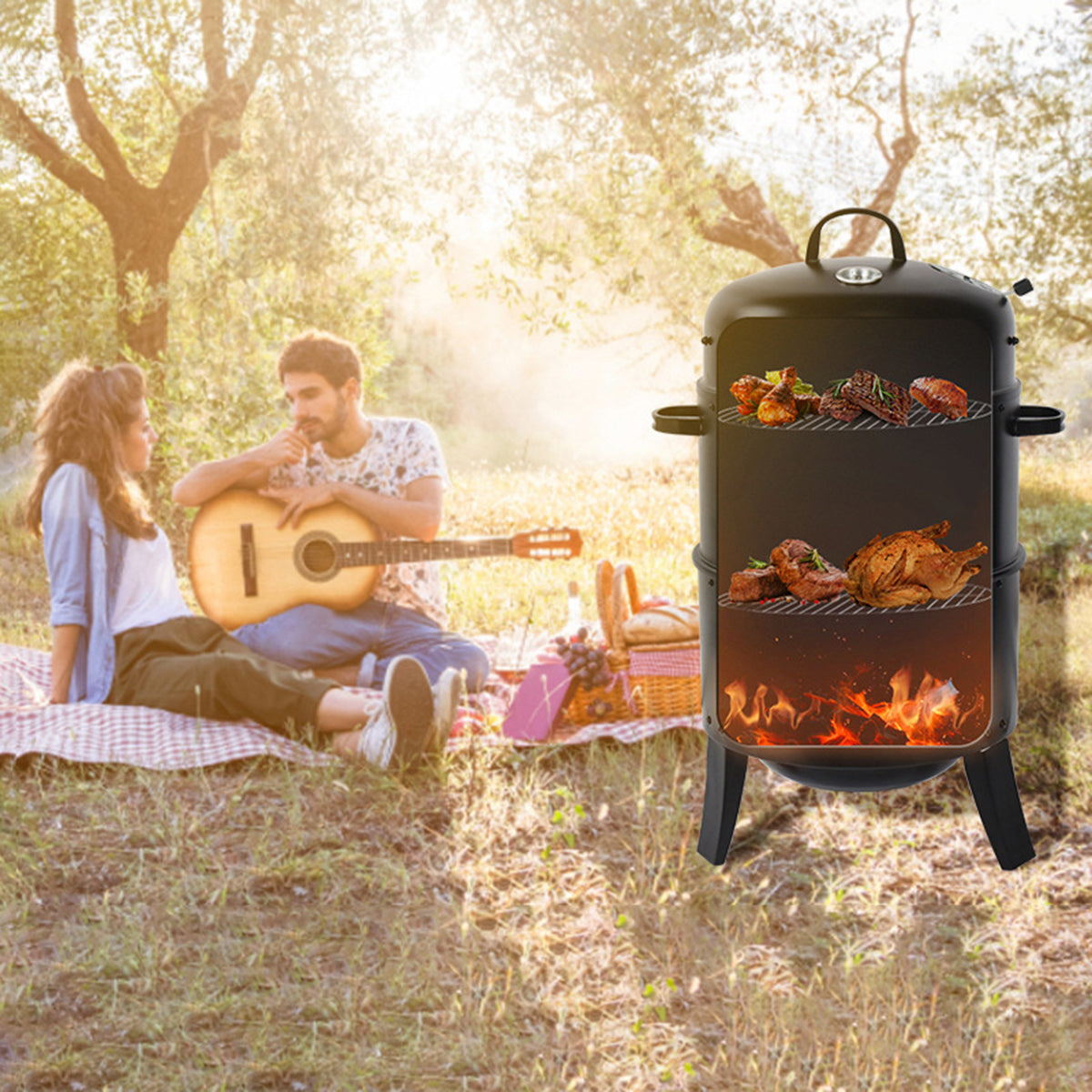 Outdoor Double-Layer Grill