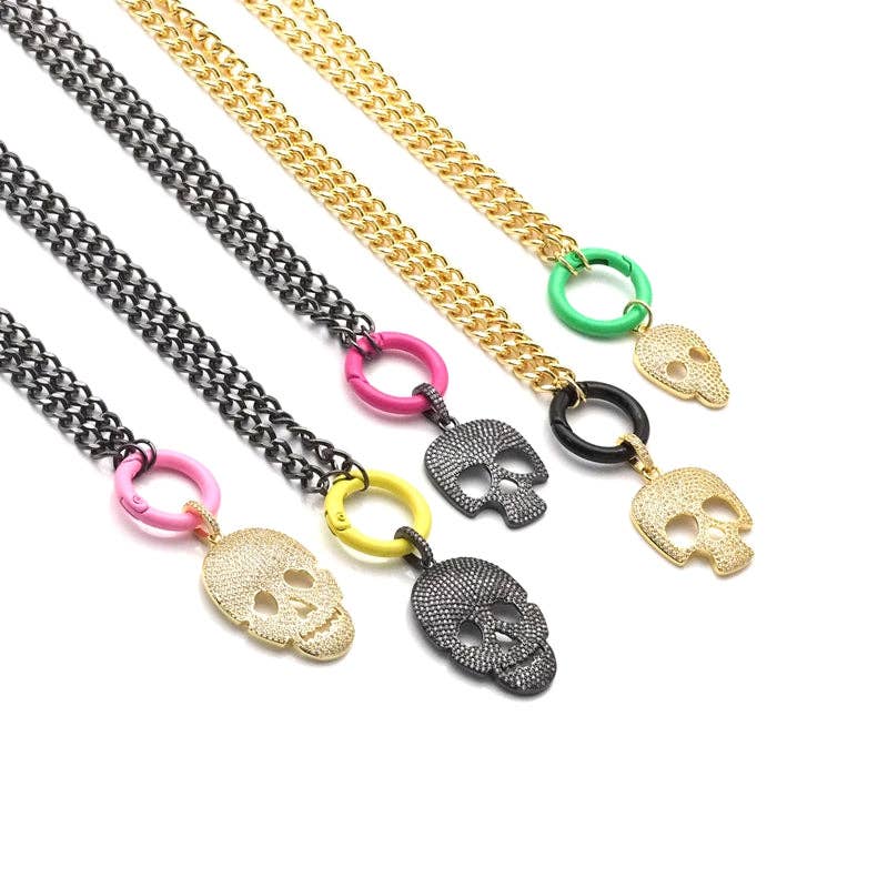 Cuban Chain Skull O Clasp Necklace,sku#EF317