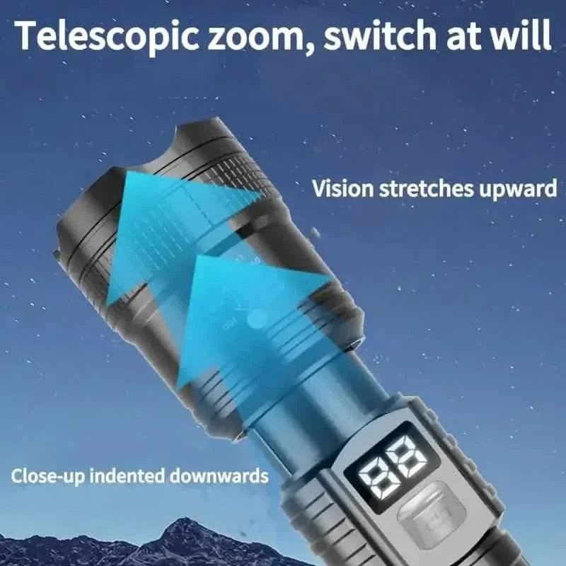 Lampe de poche tactique LED ultra-lumineuse – 3 modes, rechargeable USB, 600 lumens, extérieur, randonnée et camping