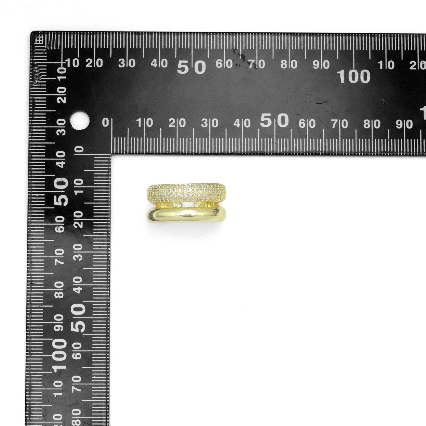 CZ Doule Line Dome Adjustable Ring, Sku#LK1068