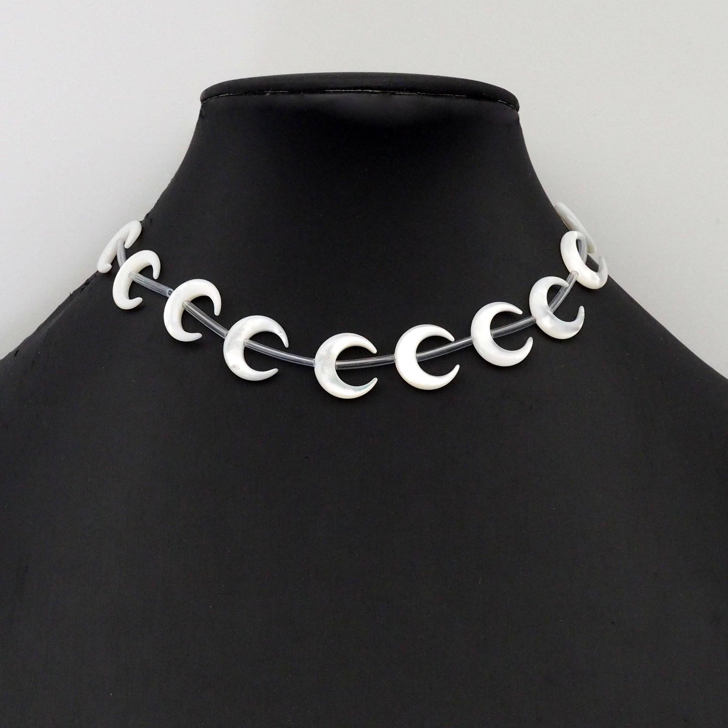 Half Moon White Mothe of Pearl Beads, Sku#T169