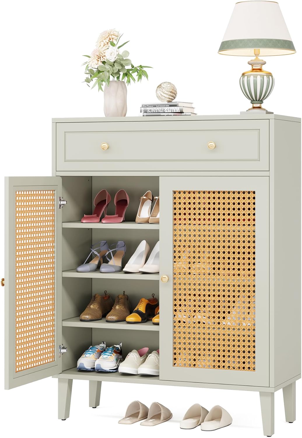 31.49” Mint Green Shoe Cabinet