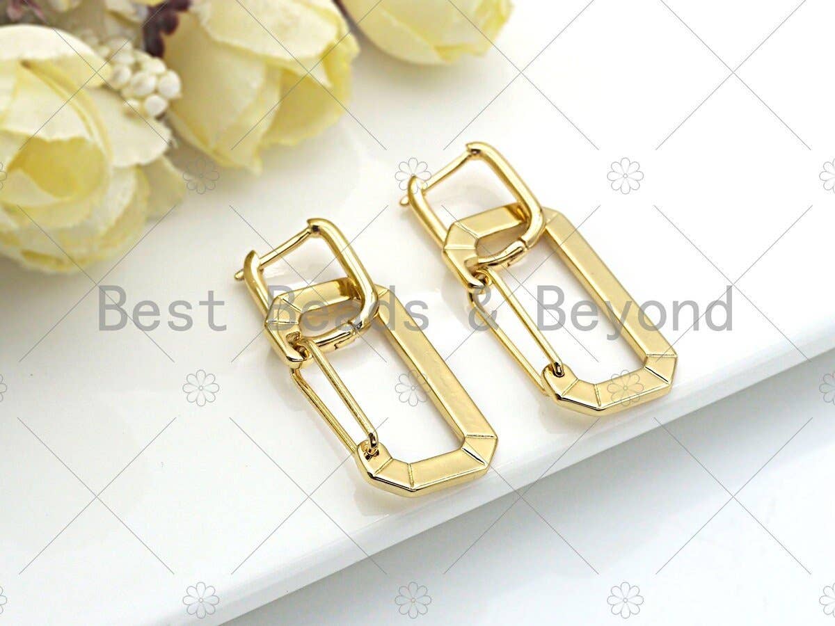Rectangle Link Huggie Earring, Sku#O11