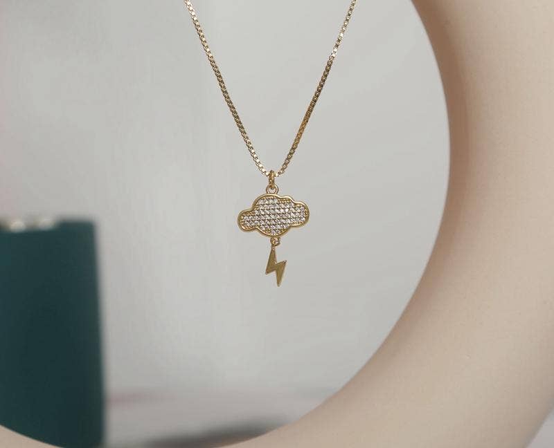 CZ Cloud Lighting Charm, Sku#Z1437