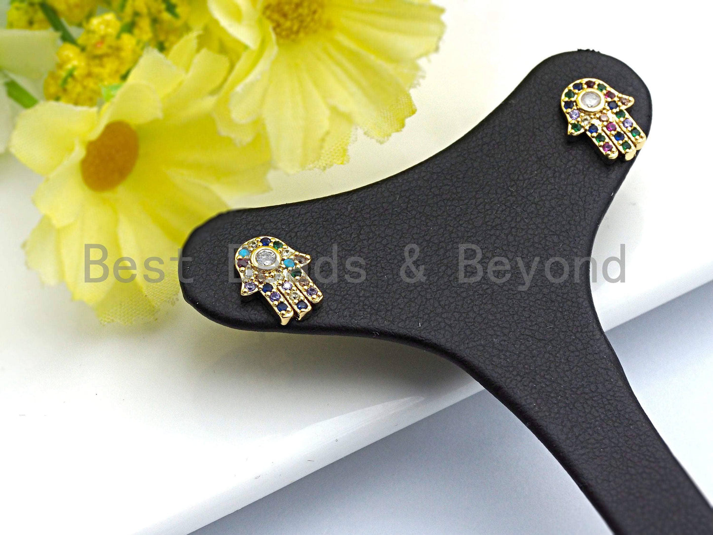 Clorful CZ Cute Hamsa Hand Stud Earring, Sku#J83