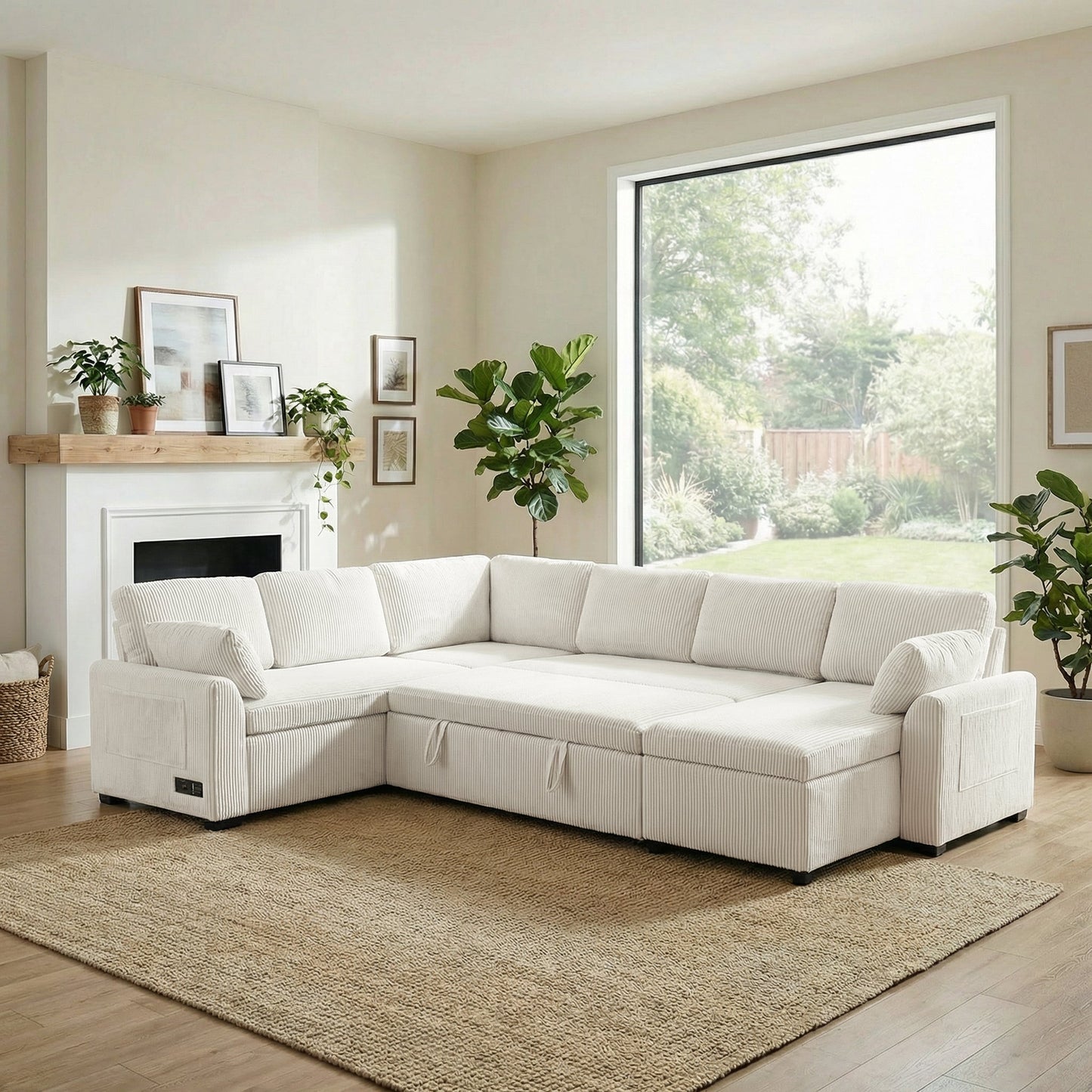 Convertible Sofa Bed - 111" Sectional Sofa with Reversible Chaise