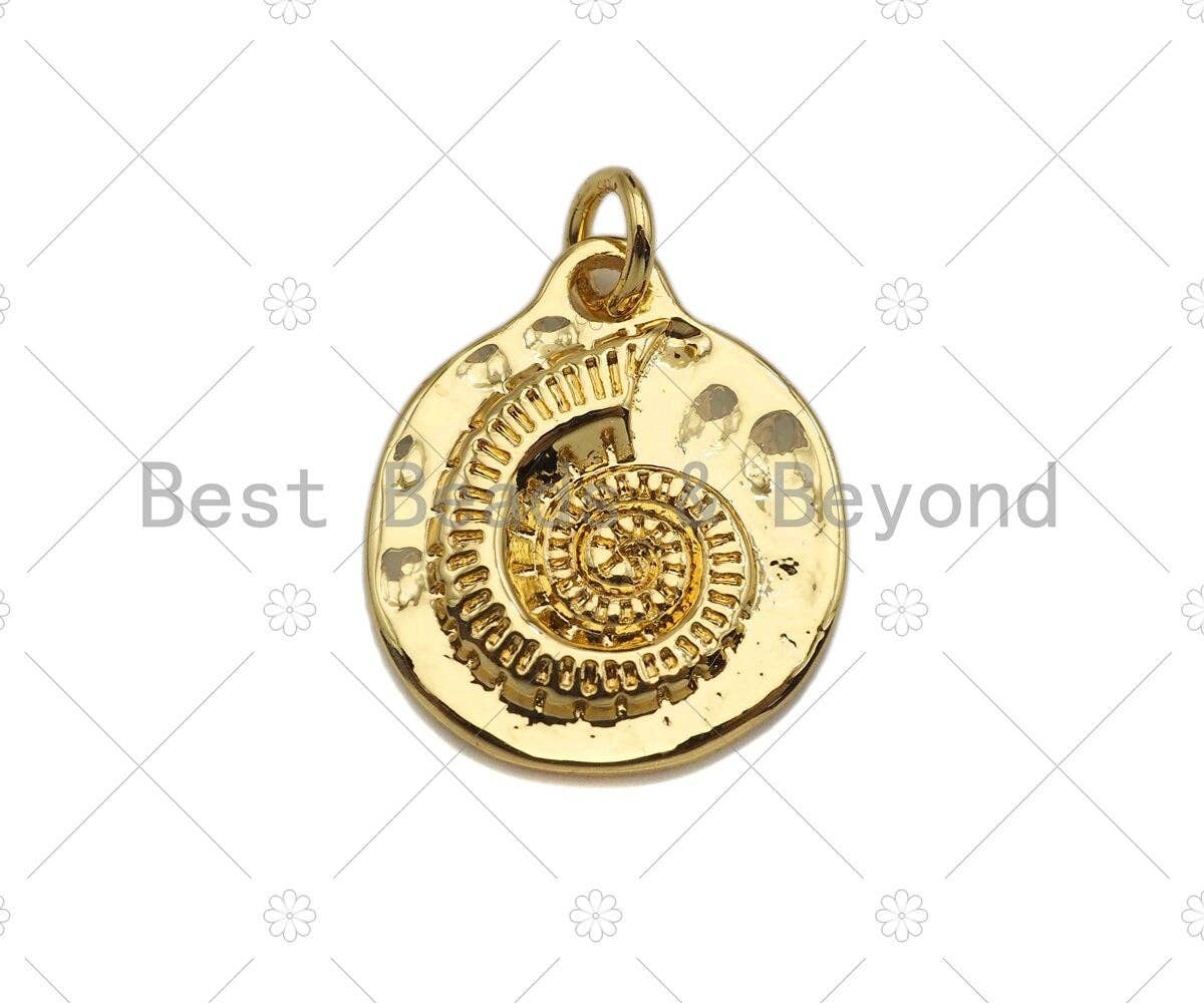 Conch Shell On Round Coin Pendant, Round Coin Conch Pendant Charm for Necklace Bracelet Making,16x19mm,sku#L360