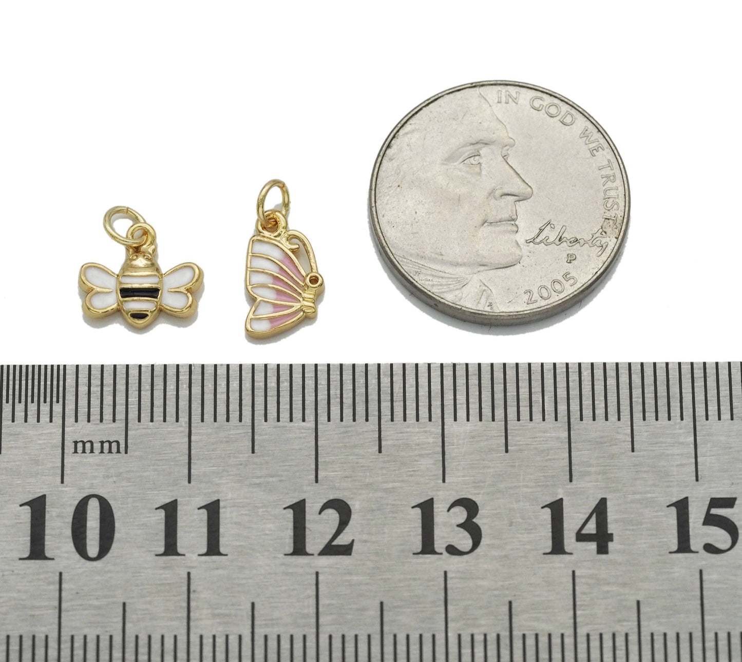 Tiny Enamel Enamel Bee Butterfly Charm, Sku#Y758