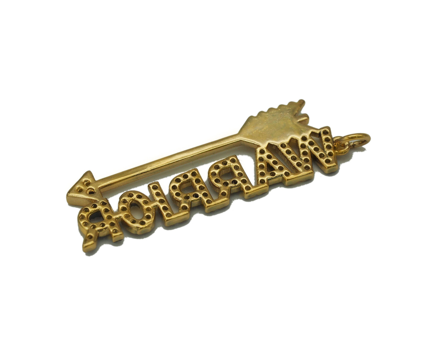 CZ Warrior Words with  Arrows Charm, Sku#F1483