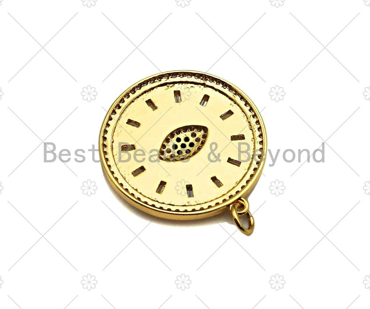 Bagutte CZ Micro Pave Evil Eye Large Pendant/Charm,Cubic Zirconia Charm, Necklace Bracelet Charm Pendant,26x28mm, Sku#L425