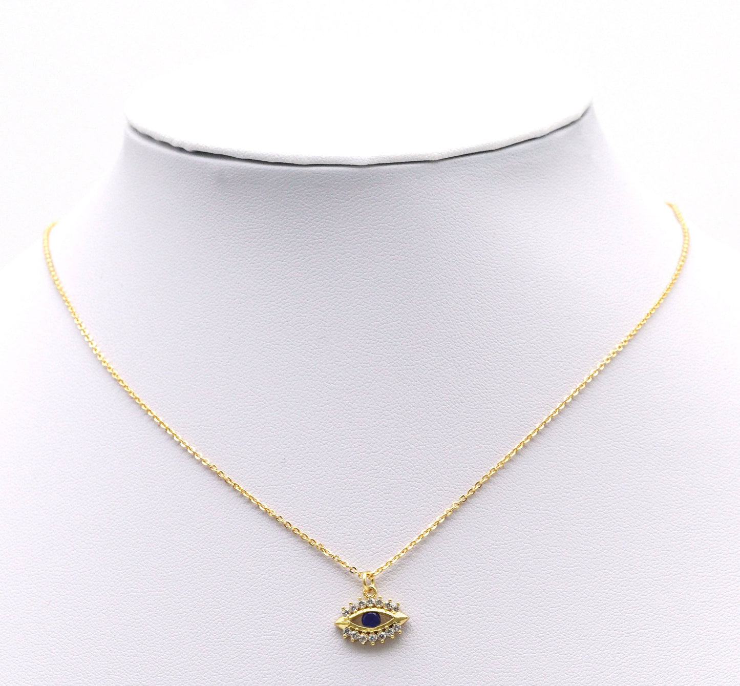 Gold Cobalt Blue CZ Evil Eye Charm, Sku#LX95