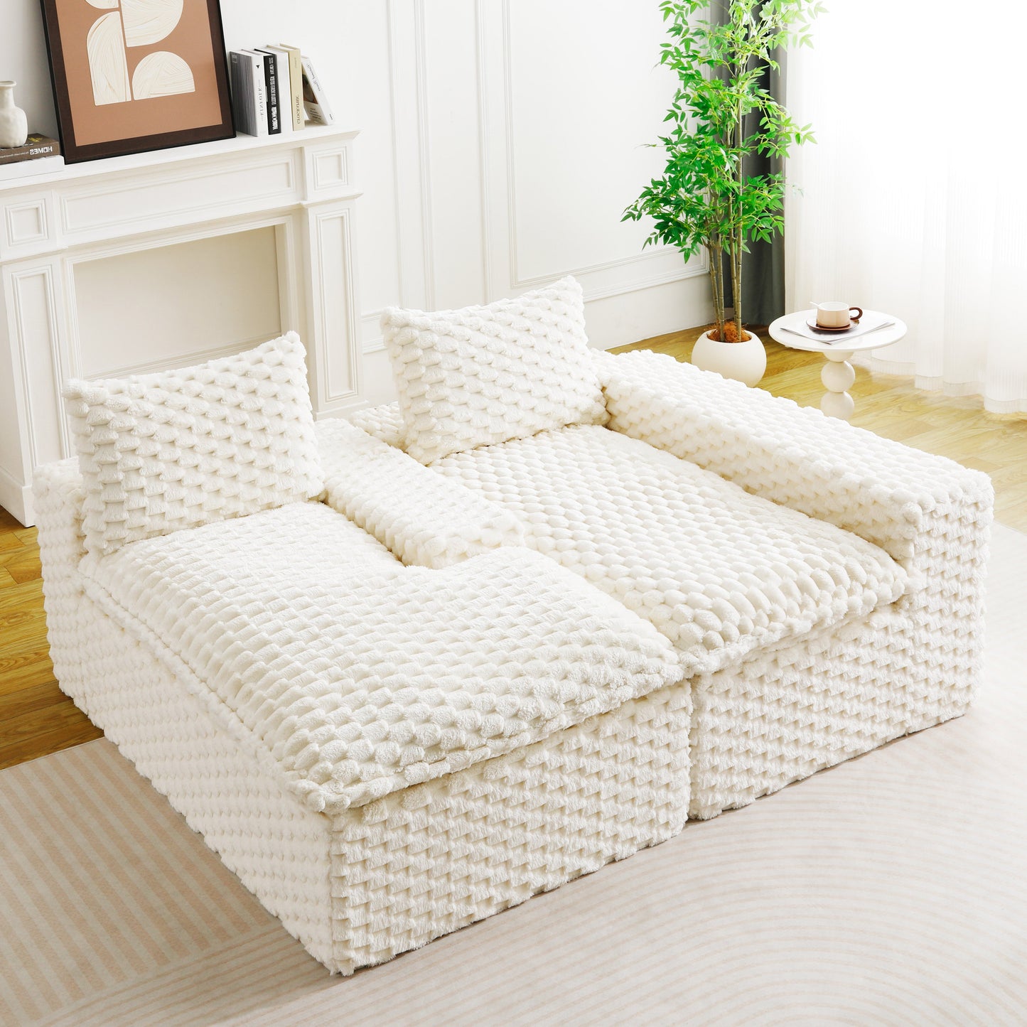 White Turtle Velvet Versatile Sofa