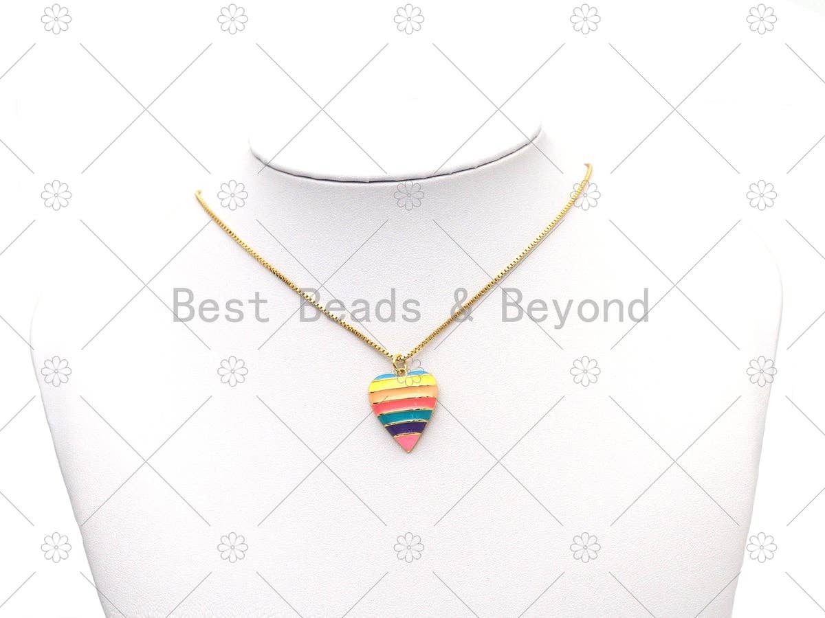Enamel Heart Shape Pendant, Sku#F1448