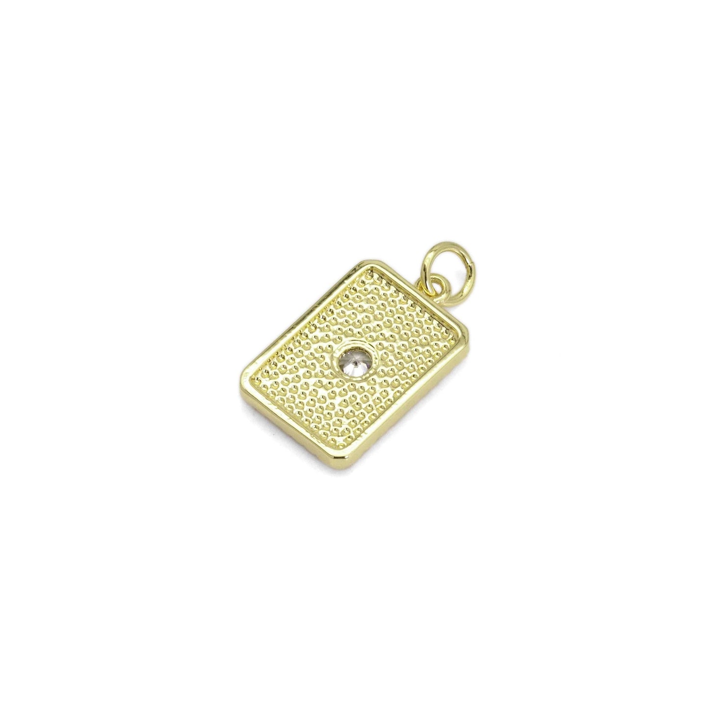 CZ Center Radical Light Rectangle Dog tag Charm, Sku#LX362