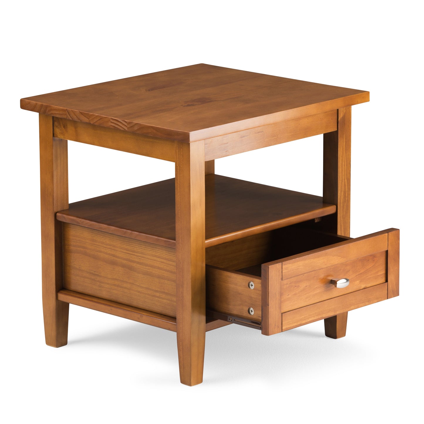 Warm Shaker Solid Wood Transitional End Table in Light Golden