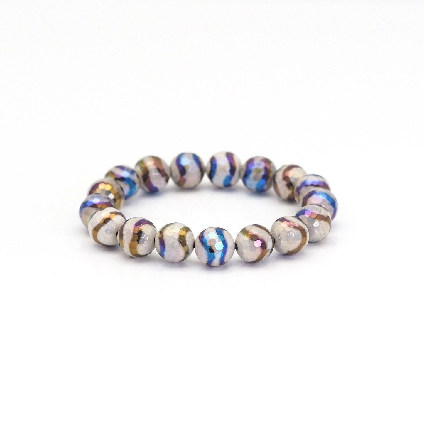 AB Mystic Tibetan Agate Stretchy Bracelet, Sku#EF427