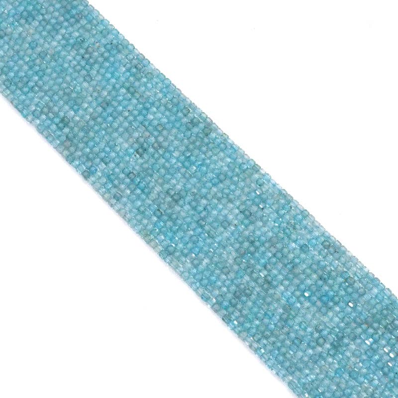 Genuine Blue Apatite Faceted Cube Beads, 2.5mm, Sku#U1543