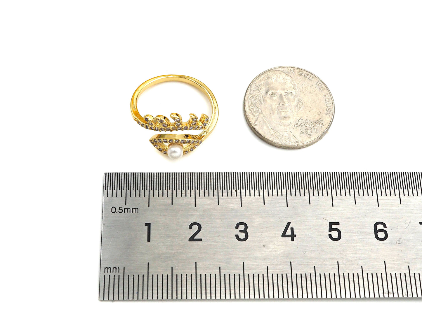 Eye with Pearl Long Eyelash Ring, LD80
