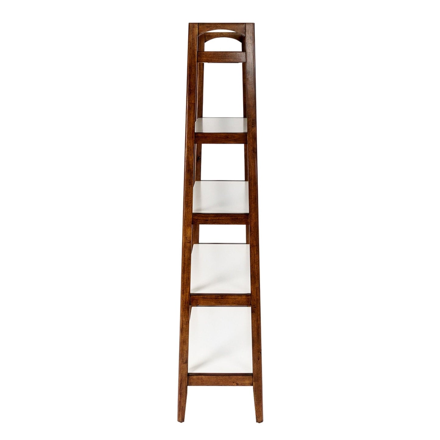 Mid - Century Design 5 Shelf Bookcase - Off White / Pecan