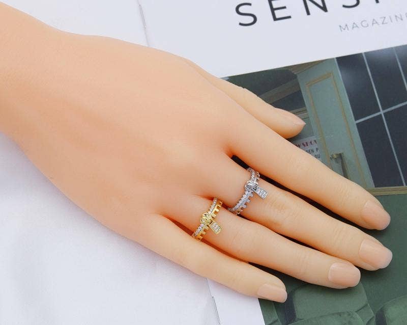 CZ Zipper Delicate Ring, Sku#X338
