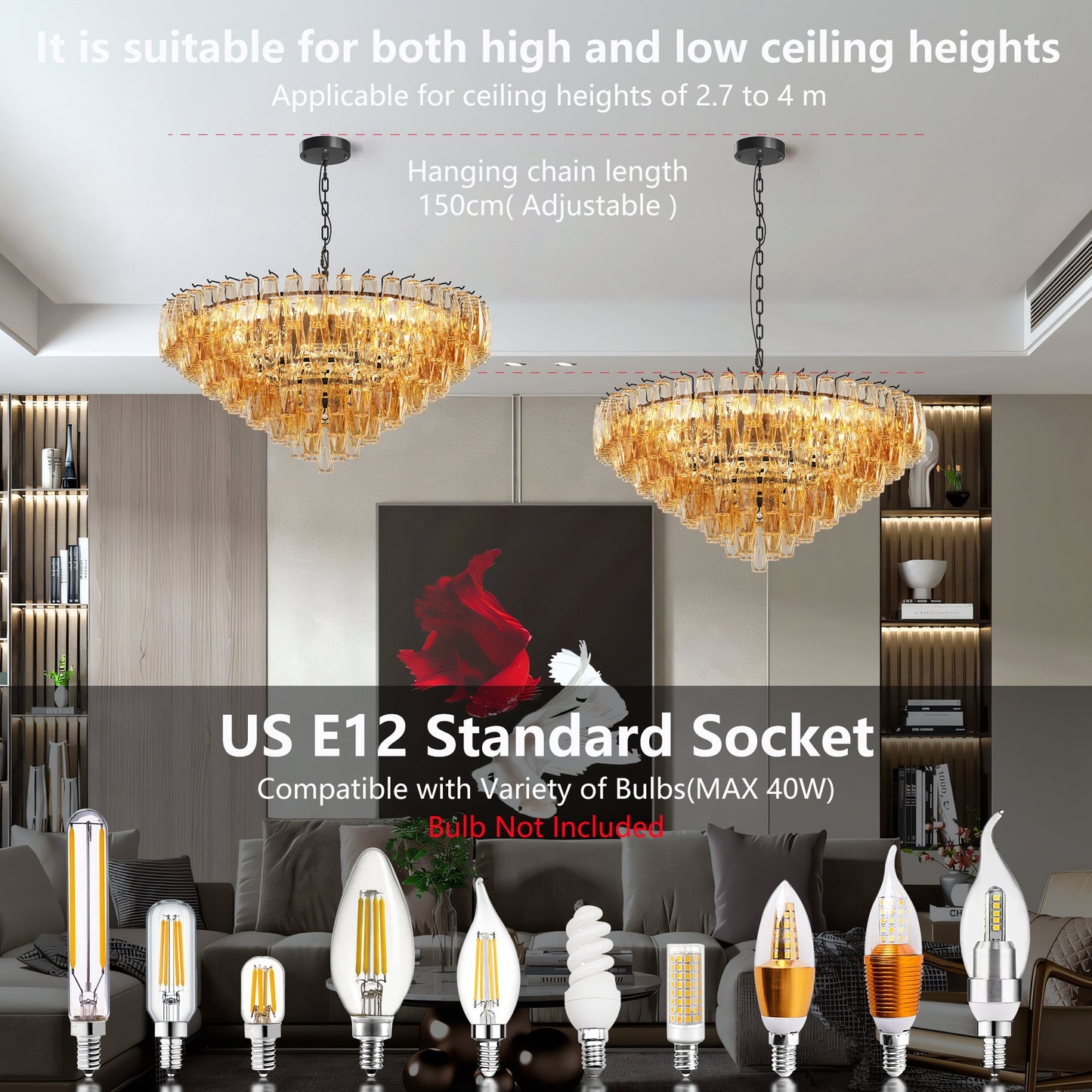 Modern Round Chandelier, 37" Extra Large