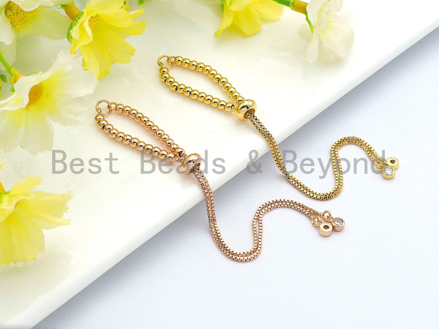 Ball Beads Adjustable Bracelet, Adjustable Bracelet Blanks, Slide Bead Expandable Bracelet Finding, Slider Bracelet,sku#P50