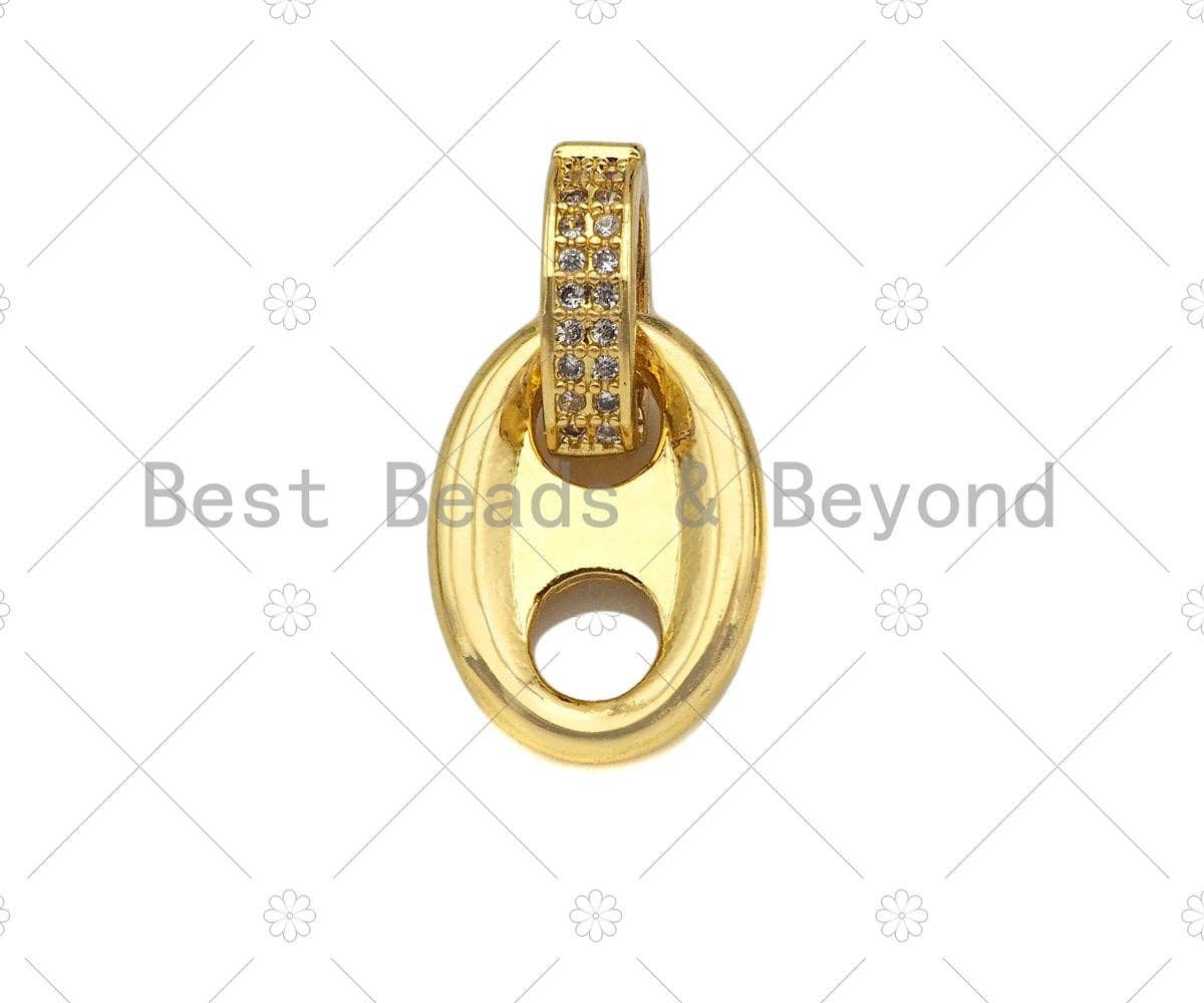 CZ Micro Pave Soda Tab Charm, Gold Silver Soda Pull-tab Earring Charm/Necklace Pendant, Micro Pave Soda Cap, 12x17mm, sku#LK220
