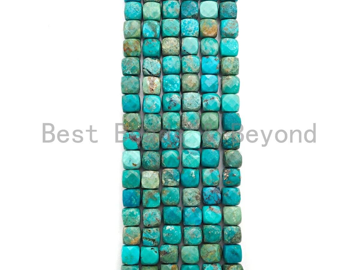 High Quality Natural Turquoise Cube Beads, 5mm Turquoise Faceted Cube beads, 16" Full strand, sku#U814