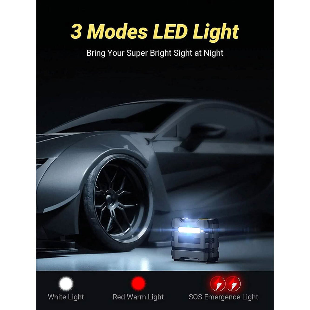 A6 Car Tire Inflator 12V DC Air Compressor Portable Multifunctional Tire Pump 3 LED Lights