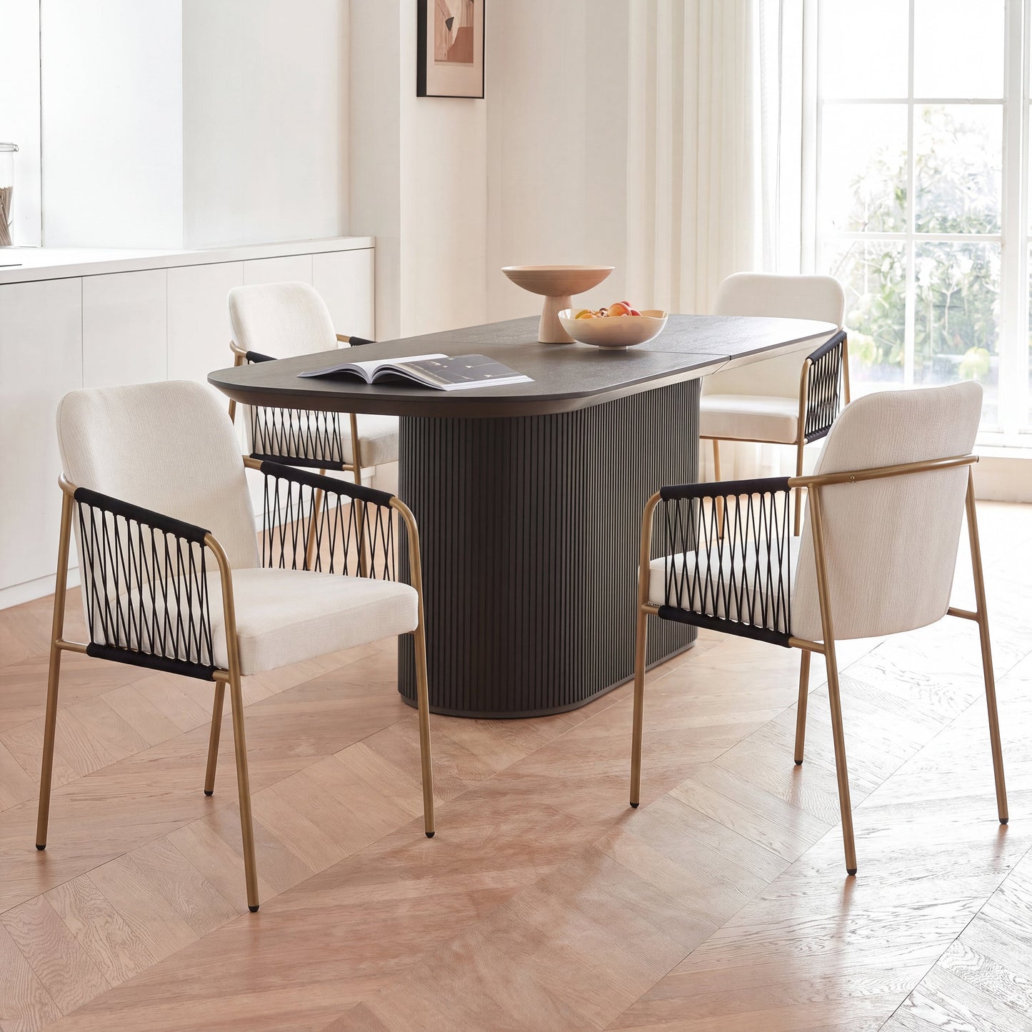 Modern Glam Upholstered Dining Chairs (Set of 2)