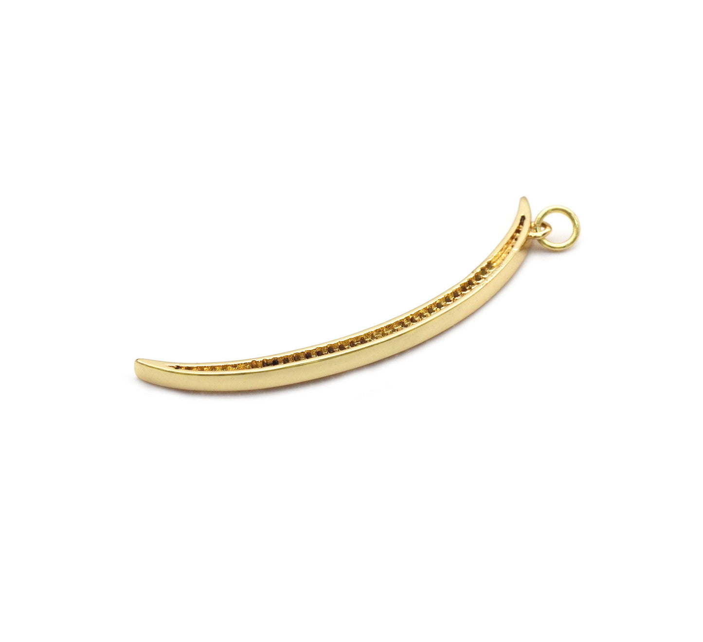 CZ Gold Silver Cresent Moon Shape Charm, Sku#F1511