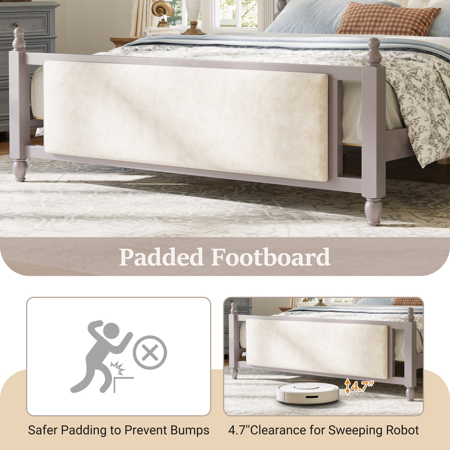 King Size Upholstered Platform Bed