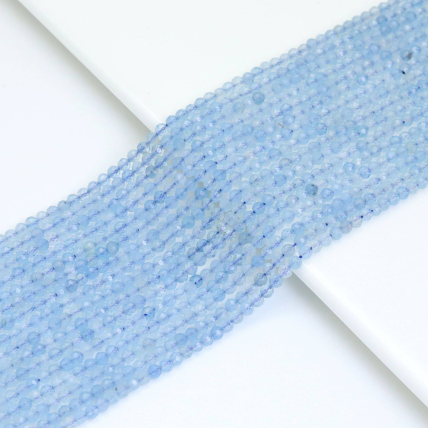 Genuine Aquamarine Round Faceted Beads, Sku# U1841