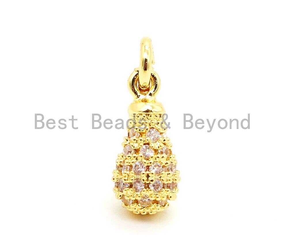 CZ Micro Pave Teardrop Shaped Dangle Charm, Cubic Zirconia Egg Charms&Pendants, Pave Dangle Charms, 5x8mm/10x8mm, sku#G96