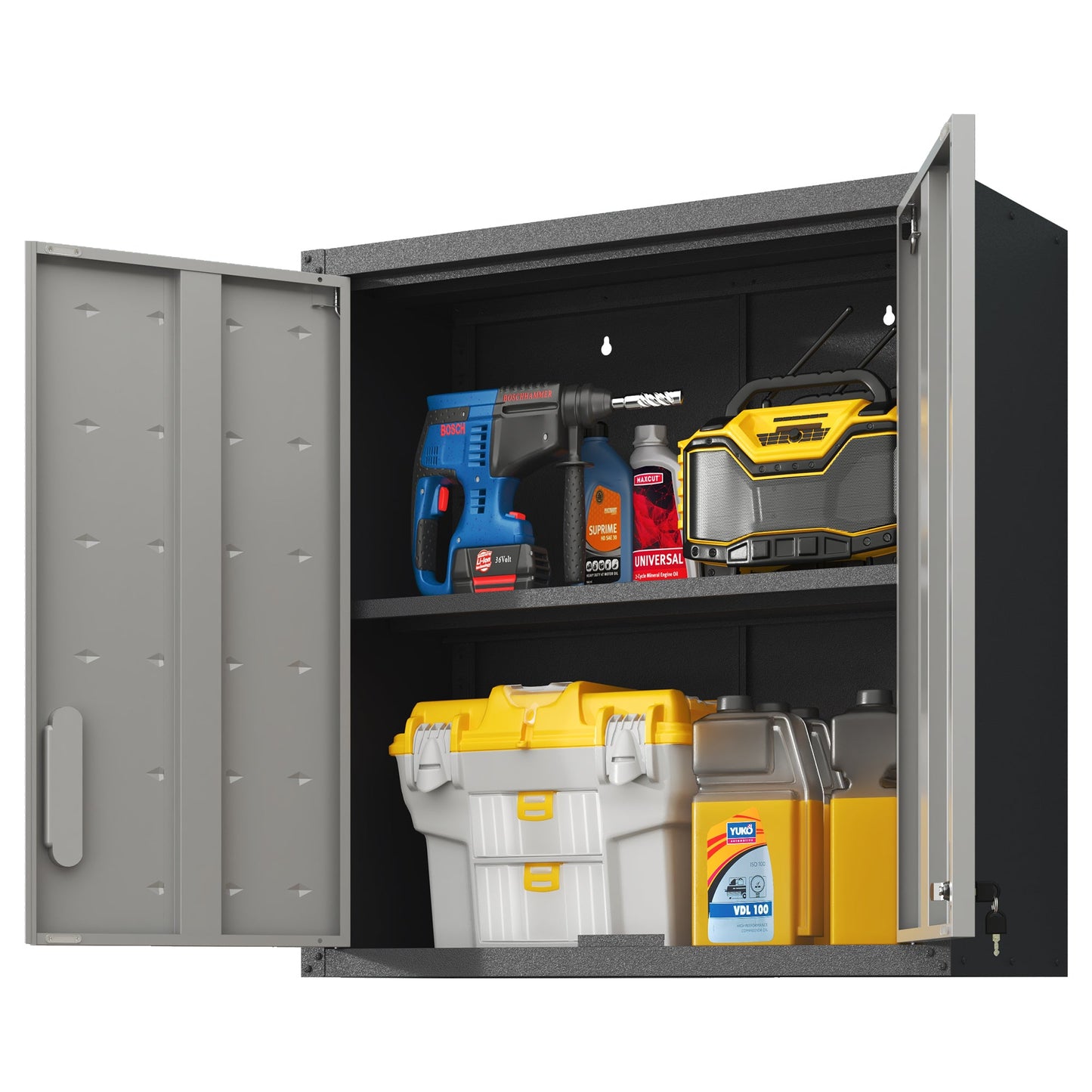 Metal Wall-Mounted Tool Storage Cabinet with Locking Door