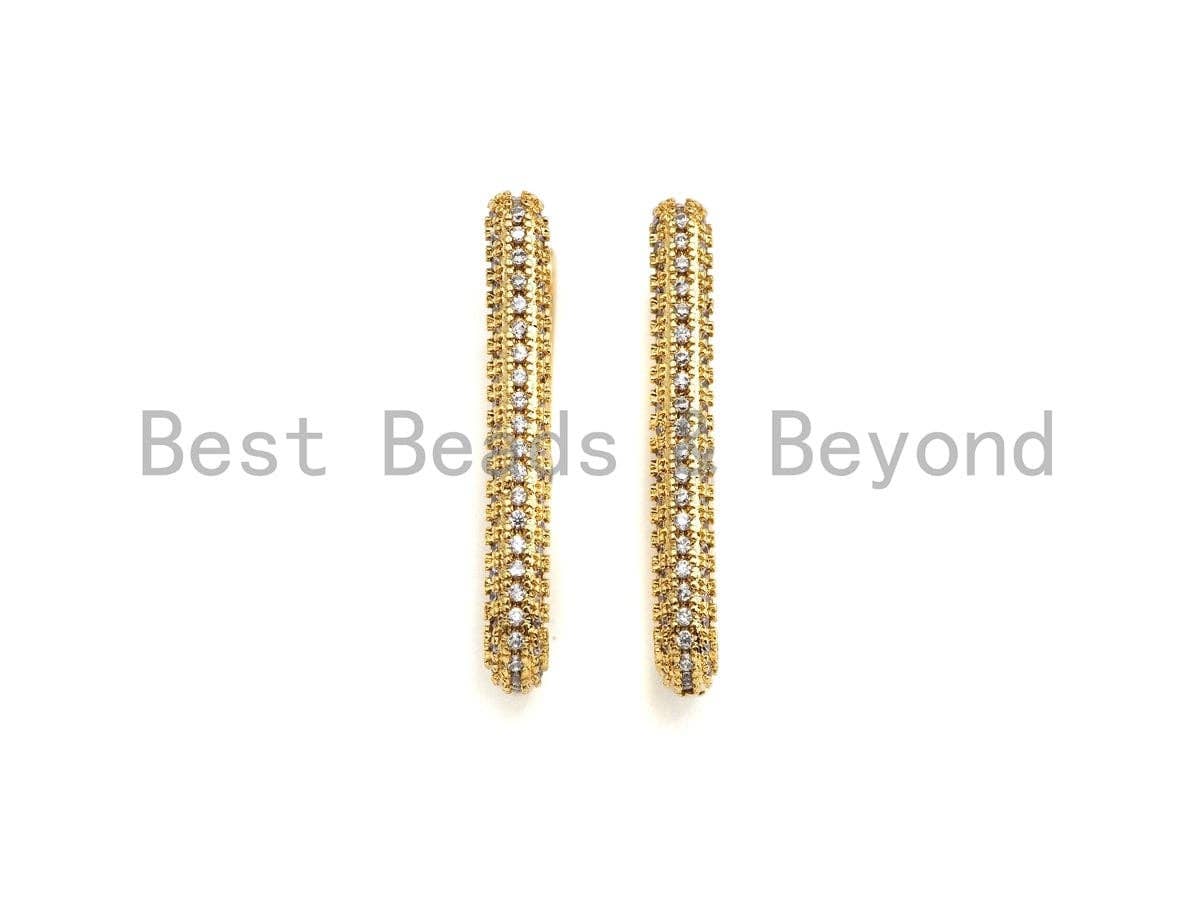 Pave Double Raw Rectangle Earring, Minimal earrings, J254