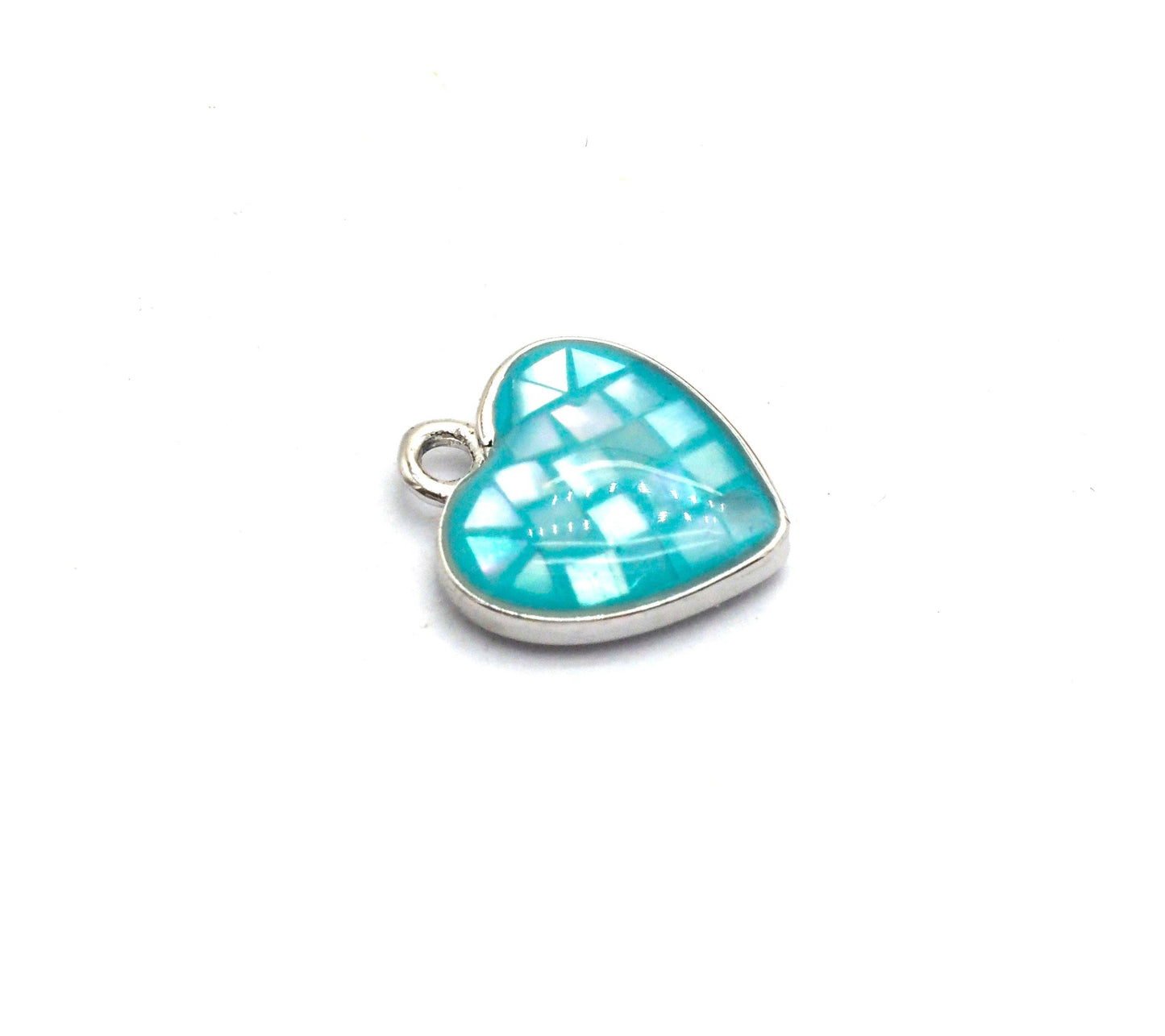 Natural Blue Shell Heart Shape Charm, 12x10mm, Sku#Z314