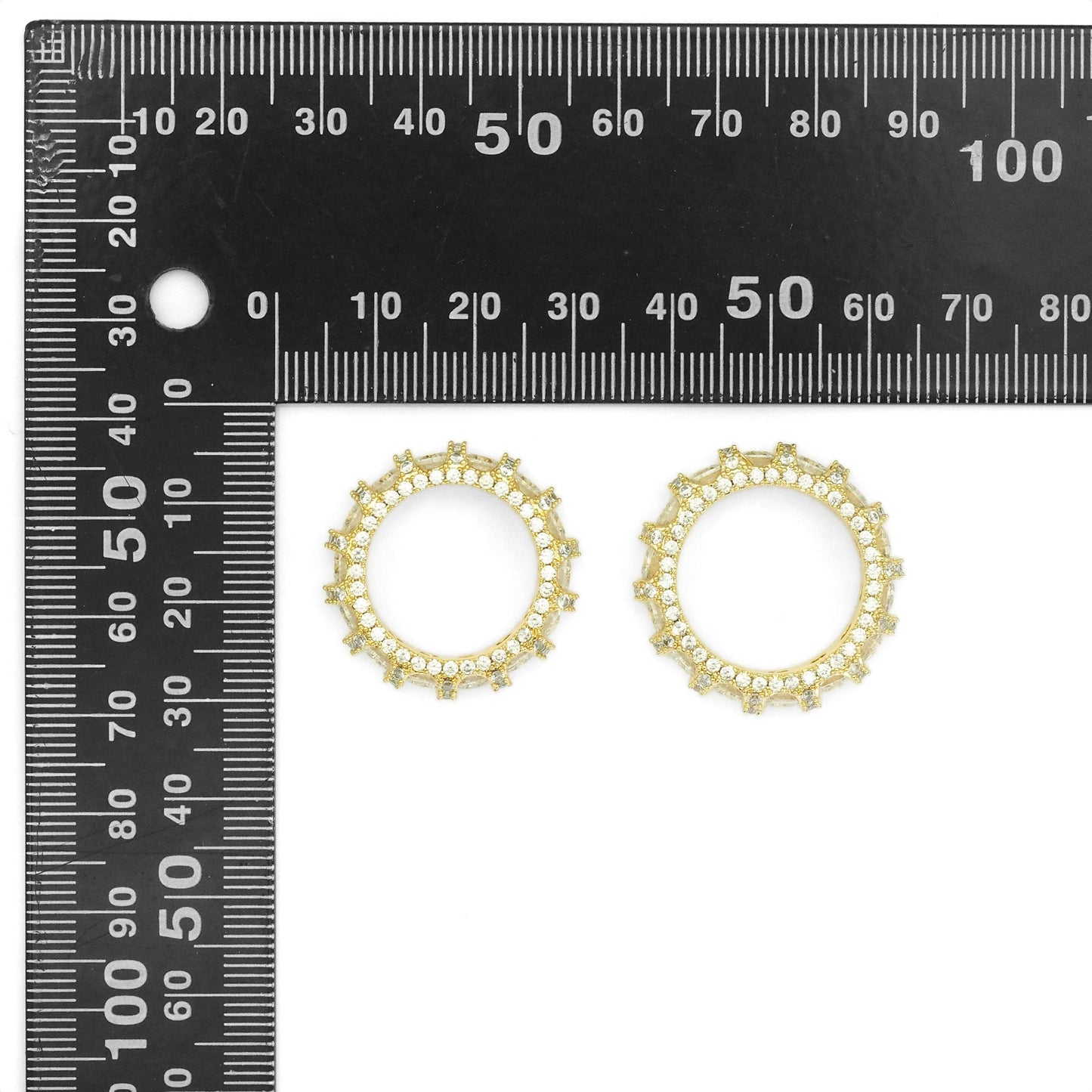 Gold Clear CZ Fixed size Round Band Ring, Sku#LX281