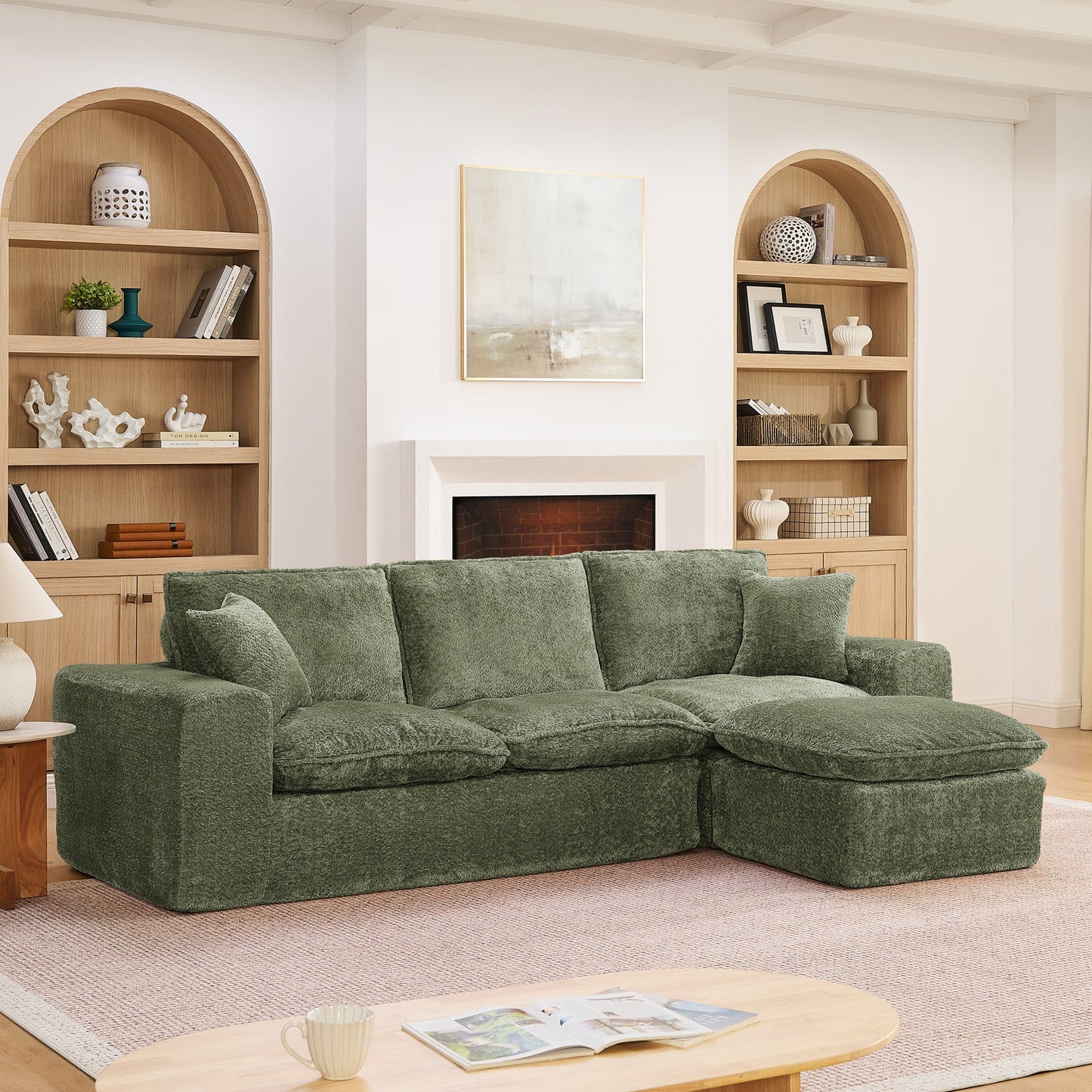 107'' Modern Boucle Sectional Sofa with Reversible Chaise