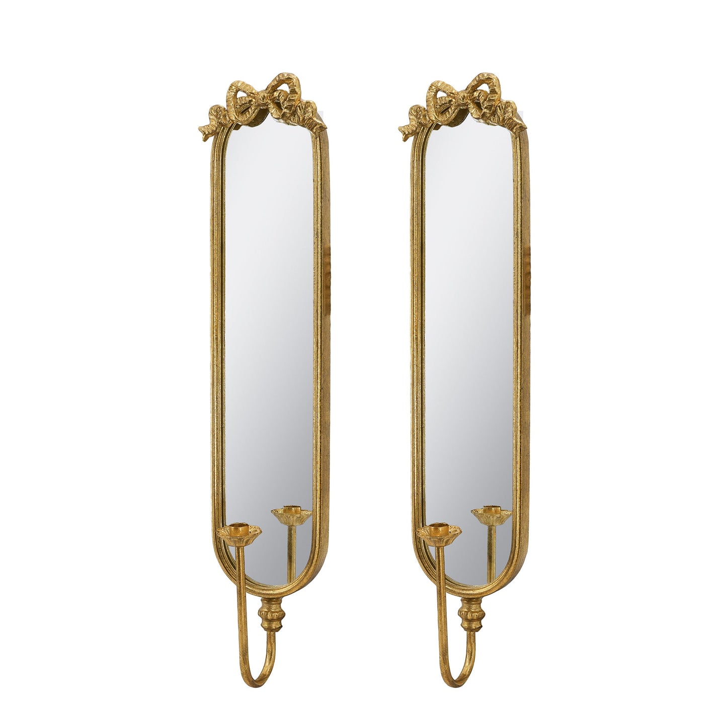 Set of 2 Bow-Top Mirrored Sconce