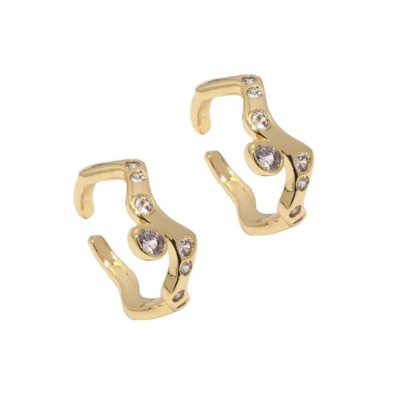 Gold CZ Wave Dot Adjustable Ring, Sku#LK792