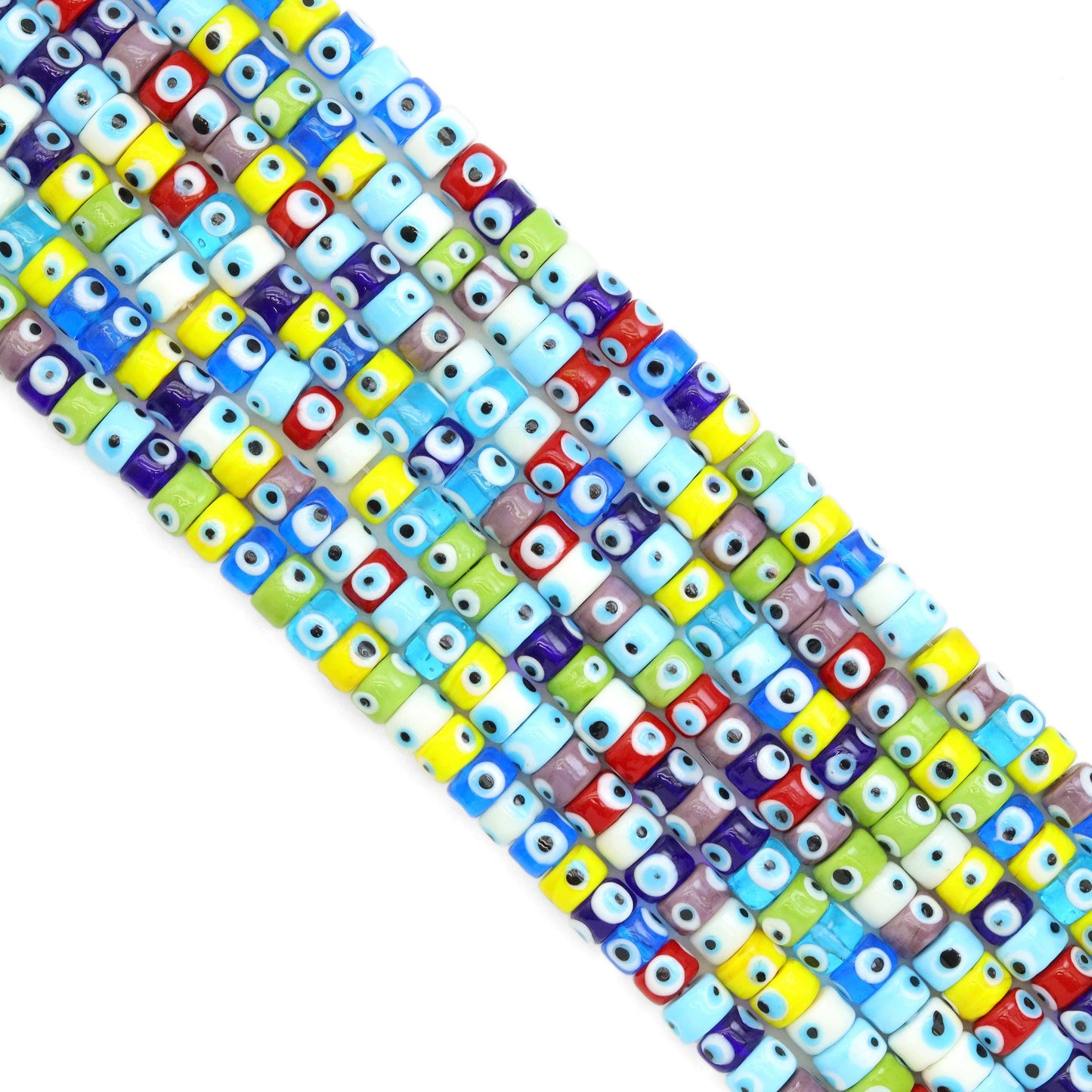 7x11mm Evil Eye Glaze Rondelle Beads, Sku#U1971